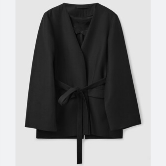 COS Jackets & Blazers - Cos oversized fit wool blend collarless split sleeve black blazer size 6